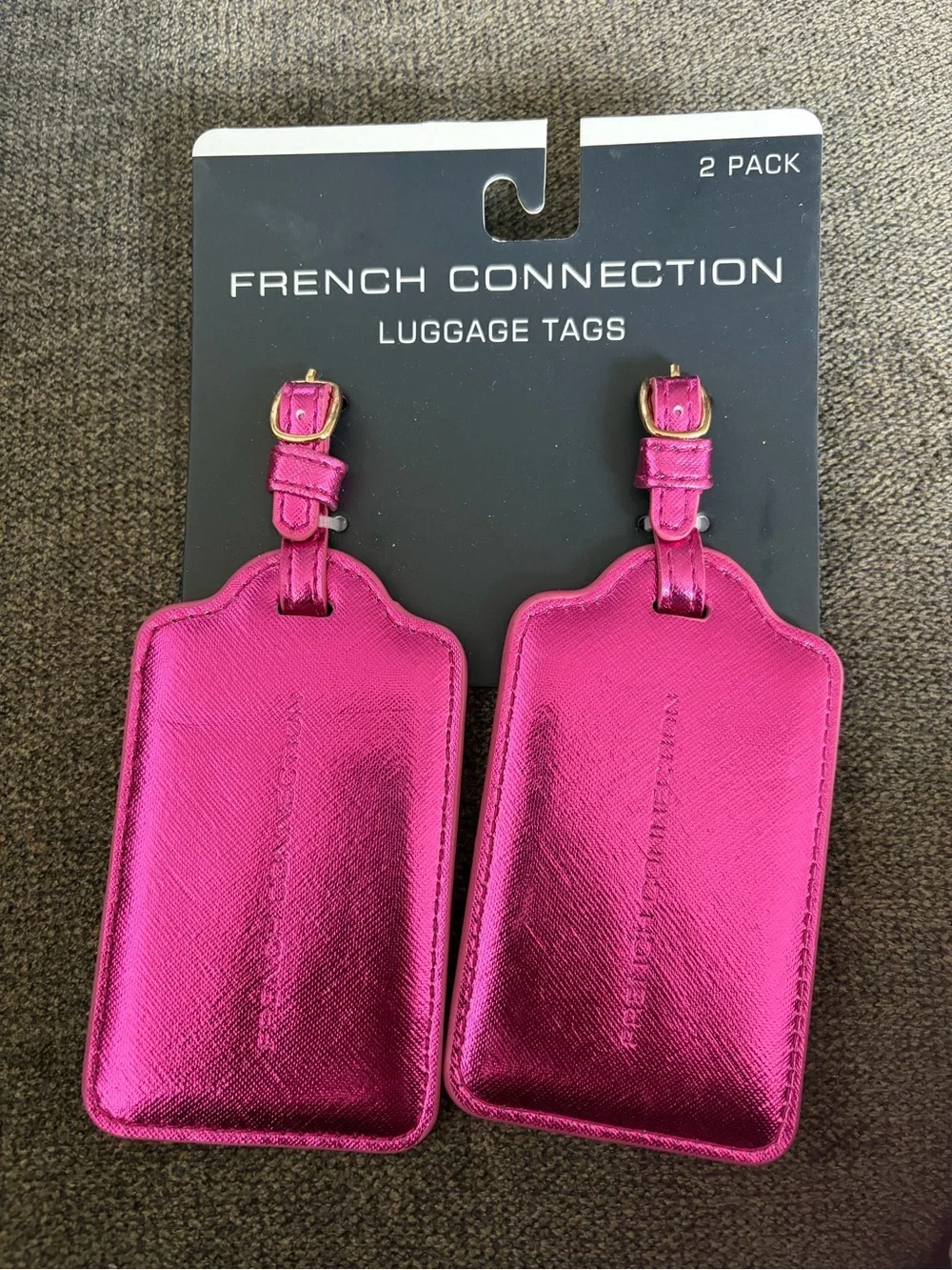 French Connection Metallic Pink Luggage ID Tag Duo